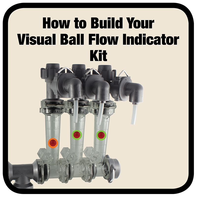 Wilger Visual Flow Indicators use a ball to visually shown variation in flow between different columns.
