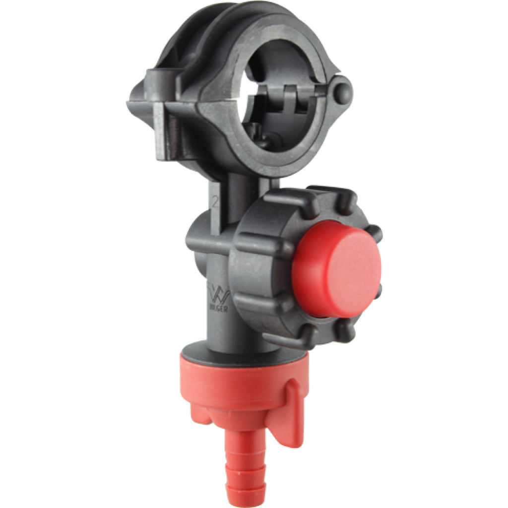 COMBO-JET® Single Nozzle body with high pressure check valve and red hose barb cap (#40510-P15)
