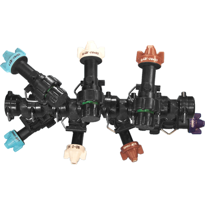 A boomless nozzle assembly with 7 nozzle bodies built in.