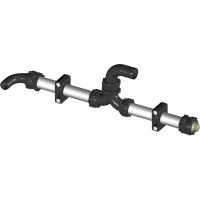 CAD example of a quick nut stainless steel boom tube with feed fittings.