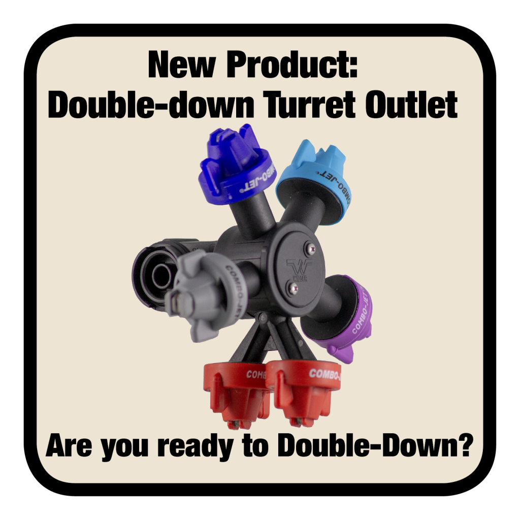 The double-down outlet allows you to split up high-volume applications to make more effective spray and better manage drift reduction. It provides perks over multi-angle spray tips into canopy crop applications.