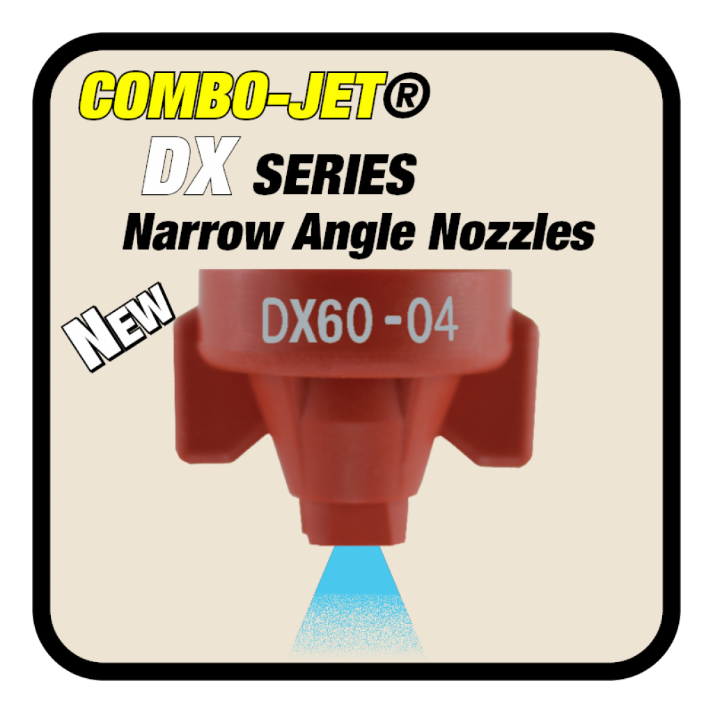 COMBO-JET DX Series are a line of narrow angle spray nozzles used for spot spraying applications as well as banded applications that require narrow application swaths. A PWM-approved narrow angle drift reduction spray nozzle