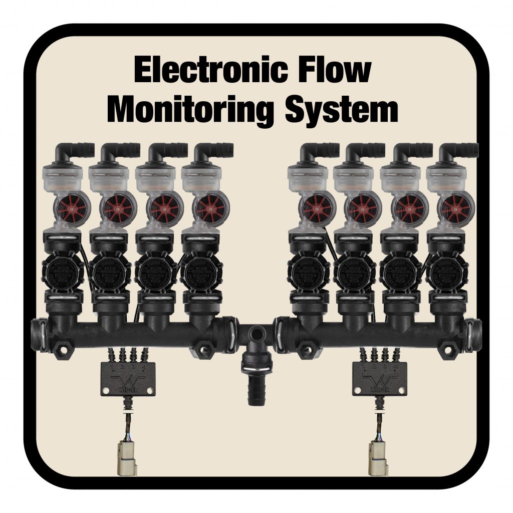 Wilger has developed a modular electronic flowmeter that harnesses the function and ease of use of the Wilger Visual Flow Indicators, but pairs it with a digital display for further use with dark liquids, night time applications, or any situation that does not allow for visual flow indicators.