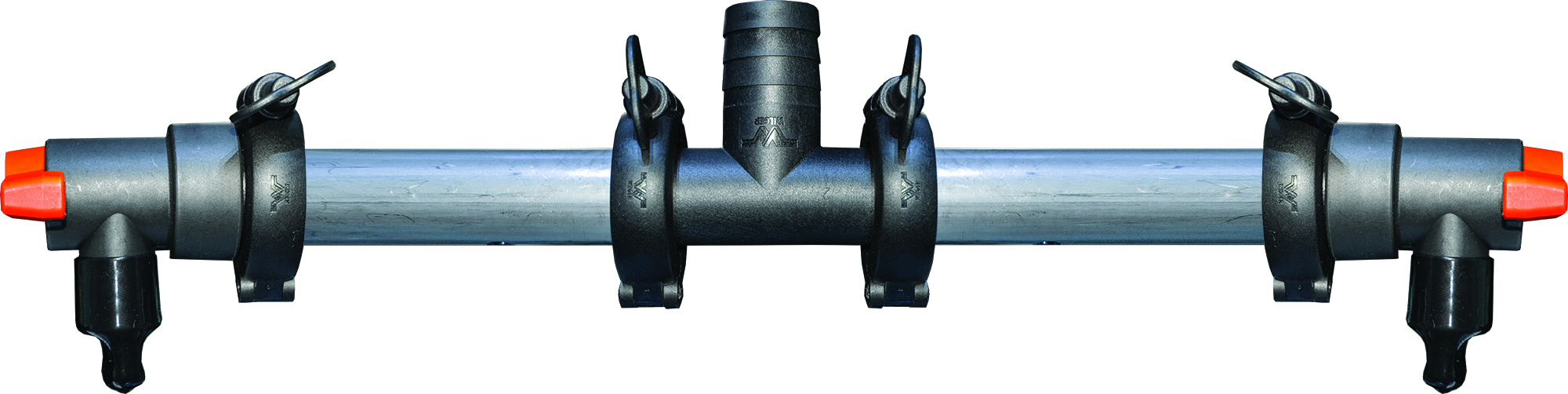 Flanged Sprayer Boom with Two end flush valves with center fed TEE